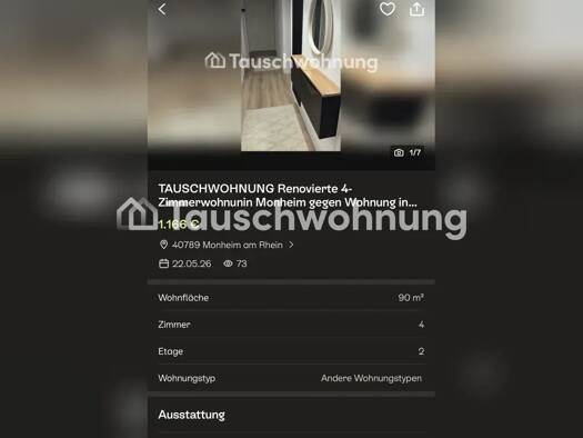 Wohnung zur Miete Tauschwohnung 1.000 € 4,5 Zimmer 100 m² Monheim Monheim am Rhein 40789