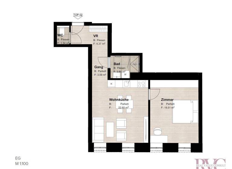 Wohnung zum Kauf 249.000 € 2 Zimmer 55,3 m² Wien, Brigittenau / Brigittenau 1200