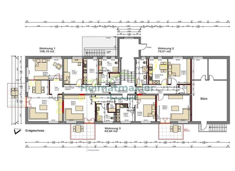 Wohnung zur Miete 555 € 2 Zimmer 64 m² EG Endorf 06333
