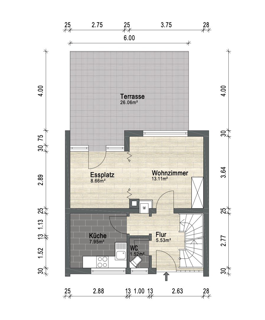 Reihenmittelhaus zum Kauf 169.000 € 4 Zimmer 81 m²<br/>Wohnfläche Tailfingen Albstadt-Tailfingen 72461