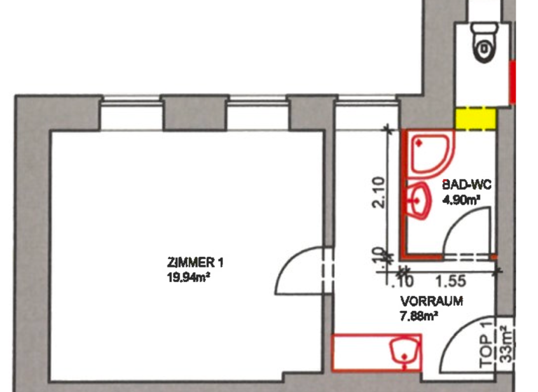Wohnung zur Miete 390 € 1 Zimmer 32,7 m² 1. Geschoss frei ab sofort Kapfenberg 8605