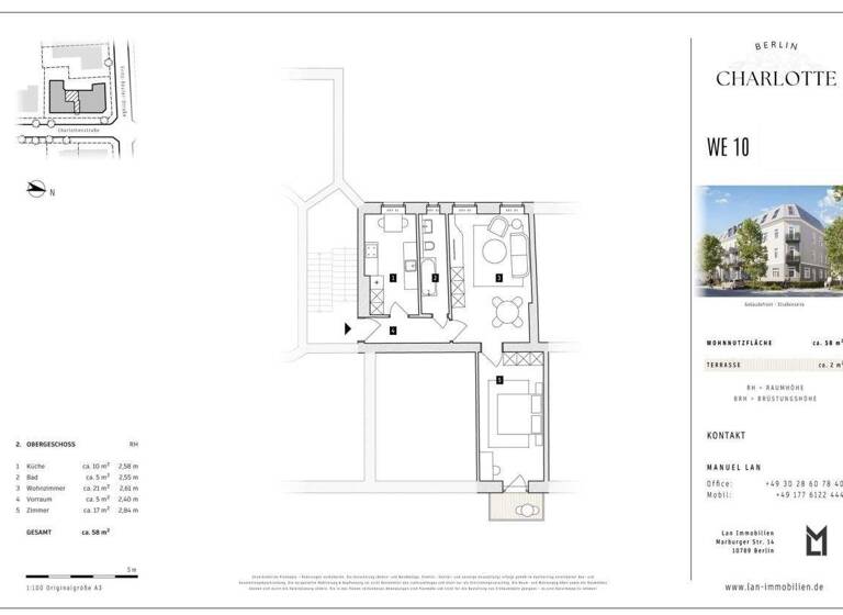 Wohnung zum Kauf 259.000 € 2 Zimmer 59,4 m² 2. Geschoss frei ab sofort Niederschönhausen Berlin 13156