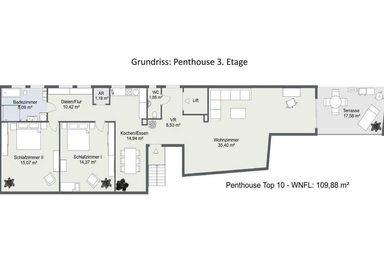 Loft zum Kauf 458.000 € 3 Zimmer 109,9 m² 3. Geschoss Münzgrabenstraße Jakomini Graz 8010