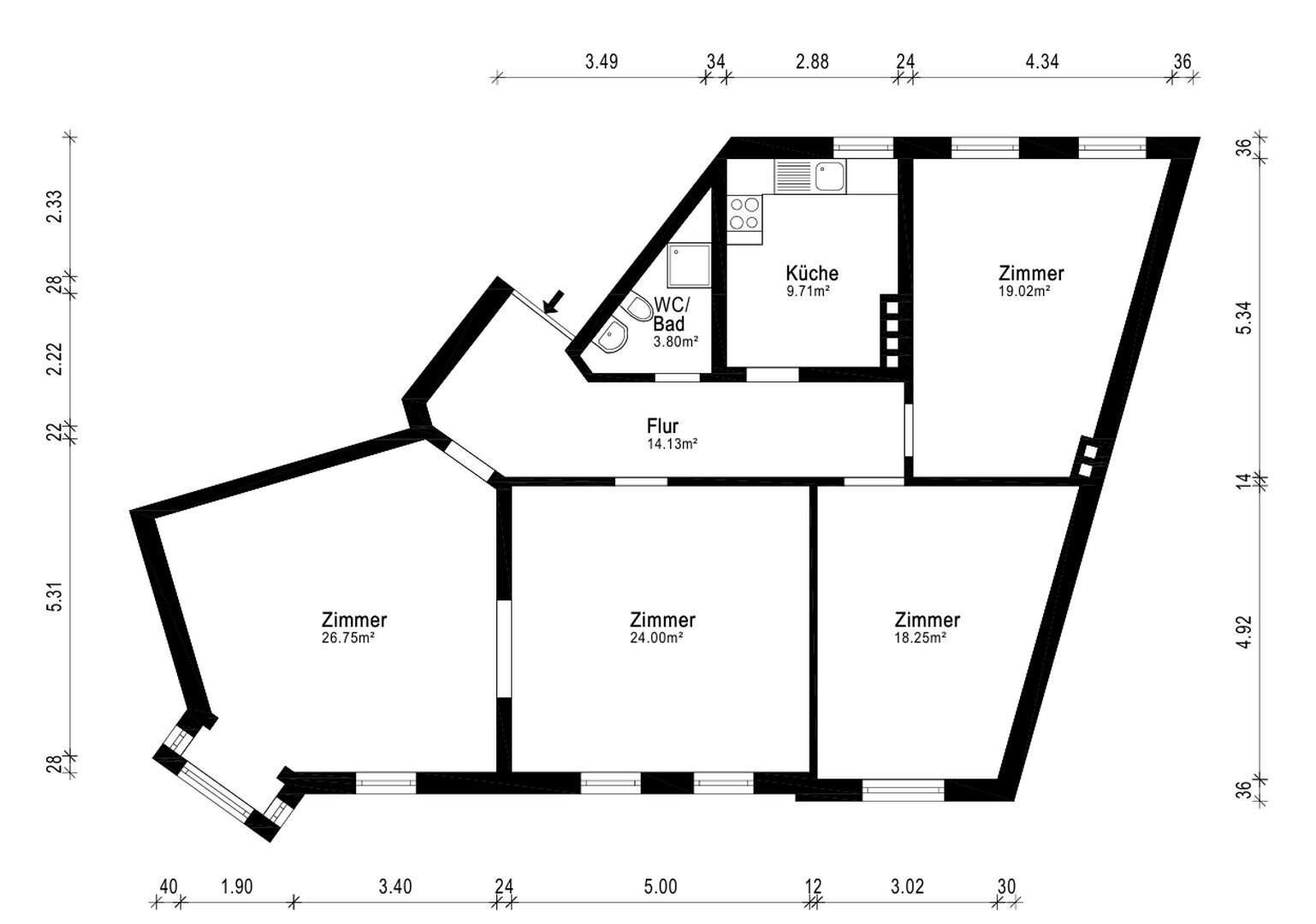 Wohnung zum Kauf provisionsfrei 398.000 € 4 Zimmer 115 m²<br/>Wohnfläche 2.<br/>Geschoss Alte Lübecker Chaussee Südfriedhof Bezirk 5 Kiel 24114