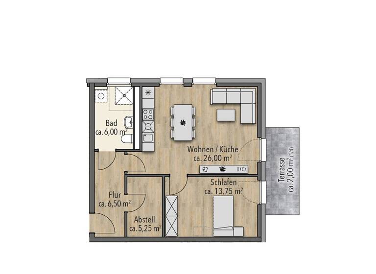 Wohnung zur Miete - Erstbezug 712 € 2 Zimmer 59,5 m² Distelweg 8 Tessin 18195