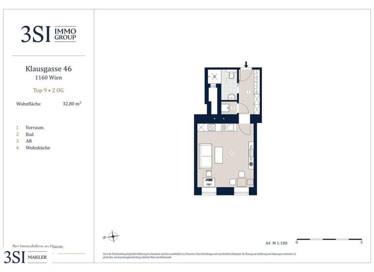 Studio zum Kauf - Erstbezug 169.000 € 1 Zimmer 32,8 m² 2. Geschoss Klausgasse 46 Wien 1160