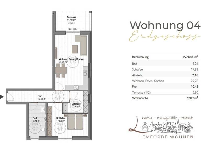 Wohnung zum Kauf - Erstbezug 308.000 € 2 Zimmer 79,9 m² 1. Geschoss frei ab sofort Lemförde 49448