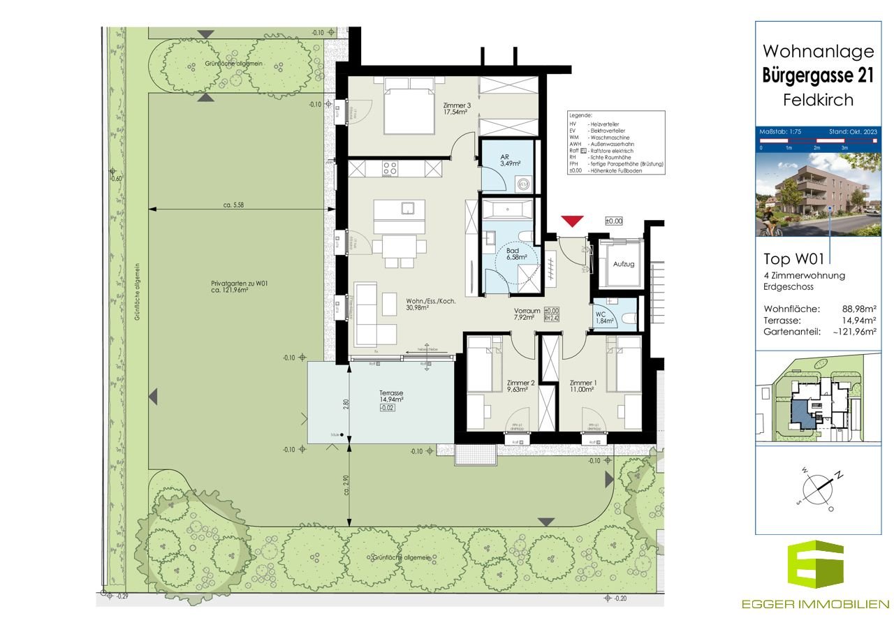 Wohnung zum Kauf 602.700 € 4 Zimmer 89 m²<br/>Wohnfläche EG<br/>Geschoss 01.10.2026<br/>Verfügbarkeit Bürgergasse 21 Feldkirch / Altenstadt 6800