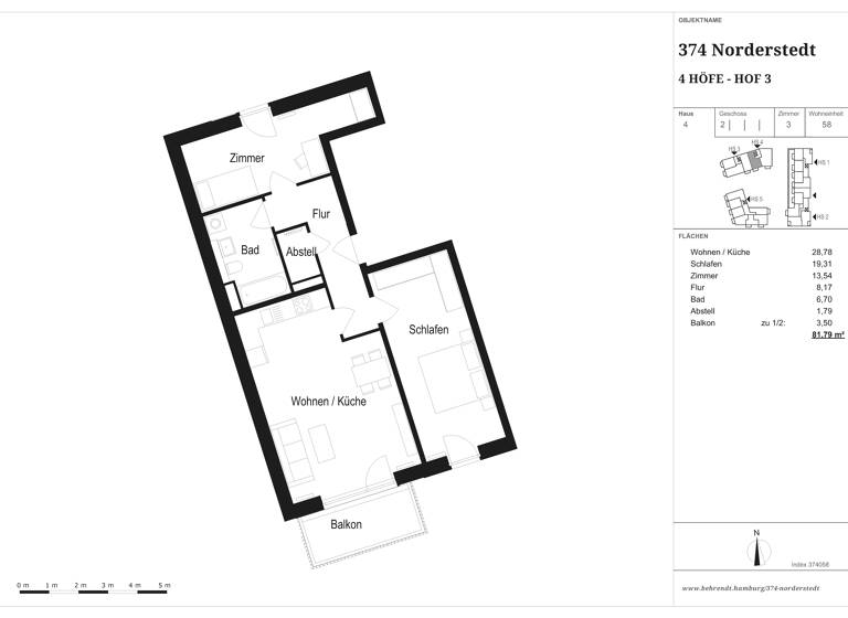 Wohnung zur Miete 1.431 € 3 Zimmer 81,8 m²<br/>Wohnfläche 2.<br/>Geschoss Harksheide Norderstedt 22850