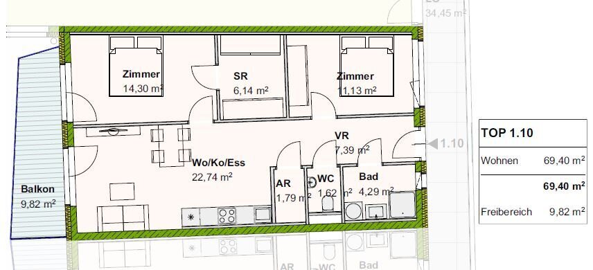 Wohnung zum Kauf provisionsfrei 266.634 € 3 Zimmer 69,4 m²<br/>Wohnfläche Hauptstraße Kalsdorf bei Graz 8401