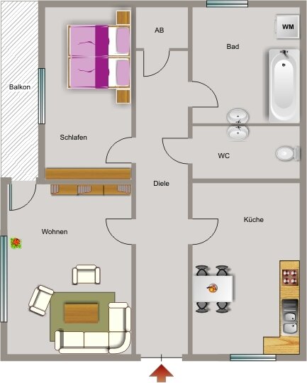 Wohnung zur Miete nur mit Wohnberechtigungsschein 341 € 2,5 Zimmer 65,5 m²<br/>Wohnfläche 3.<br/>Geschoss Wiehagen 121 Rotthausen Gelsenkirchen 45884