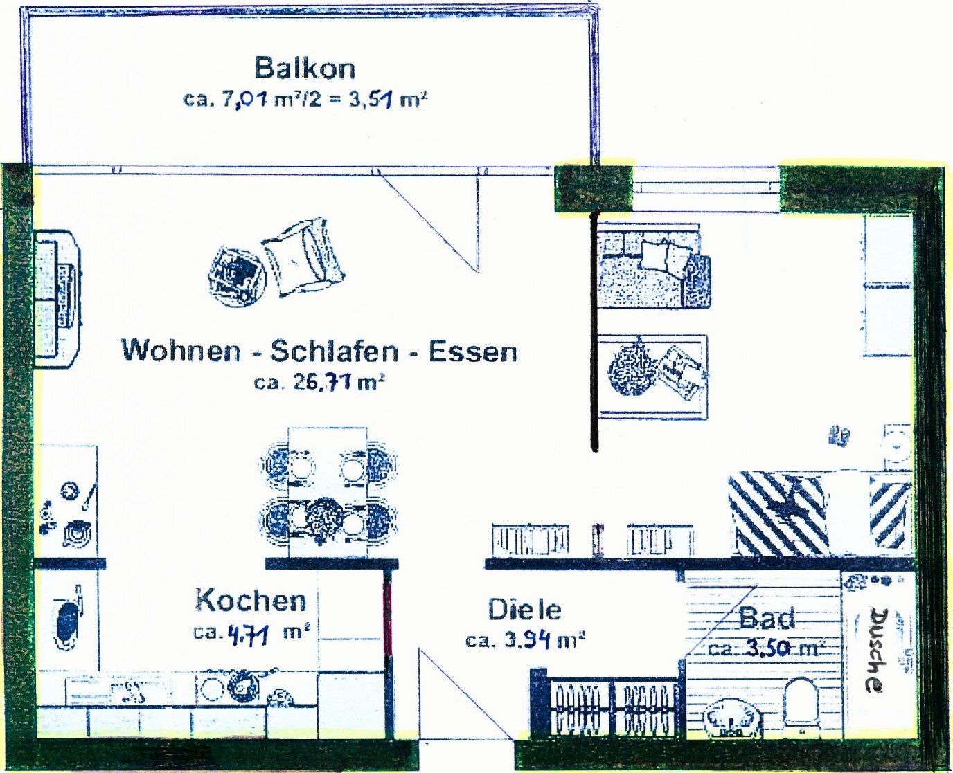 Wohnung zum Kauf als Kapitalanlage geeignet 185.000 € 1,5 Zimmer 42,4 m²<br/>Wohnfläche Nikola Landshut 84034