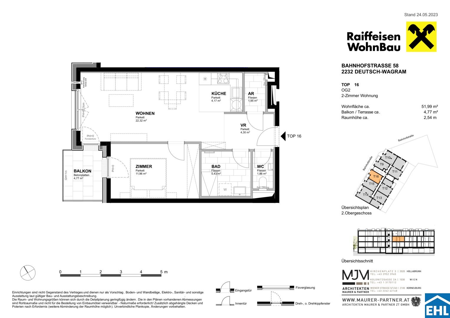 Wohnung zum Kauf 284.600 € 2 Zimmer 52 m²<br/>Wohnfläche 2.<br/>Geschoss Bahnhofstraße Deutsch-Wagram 2232