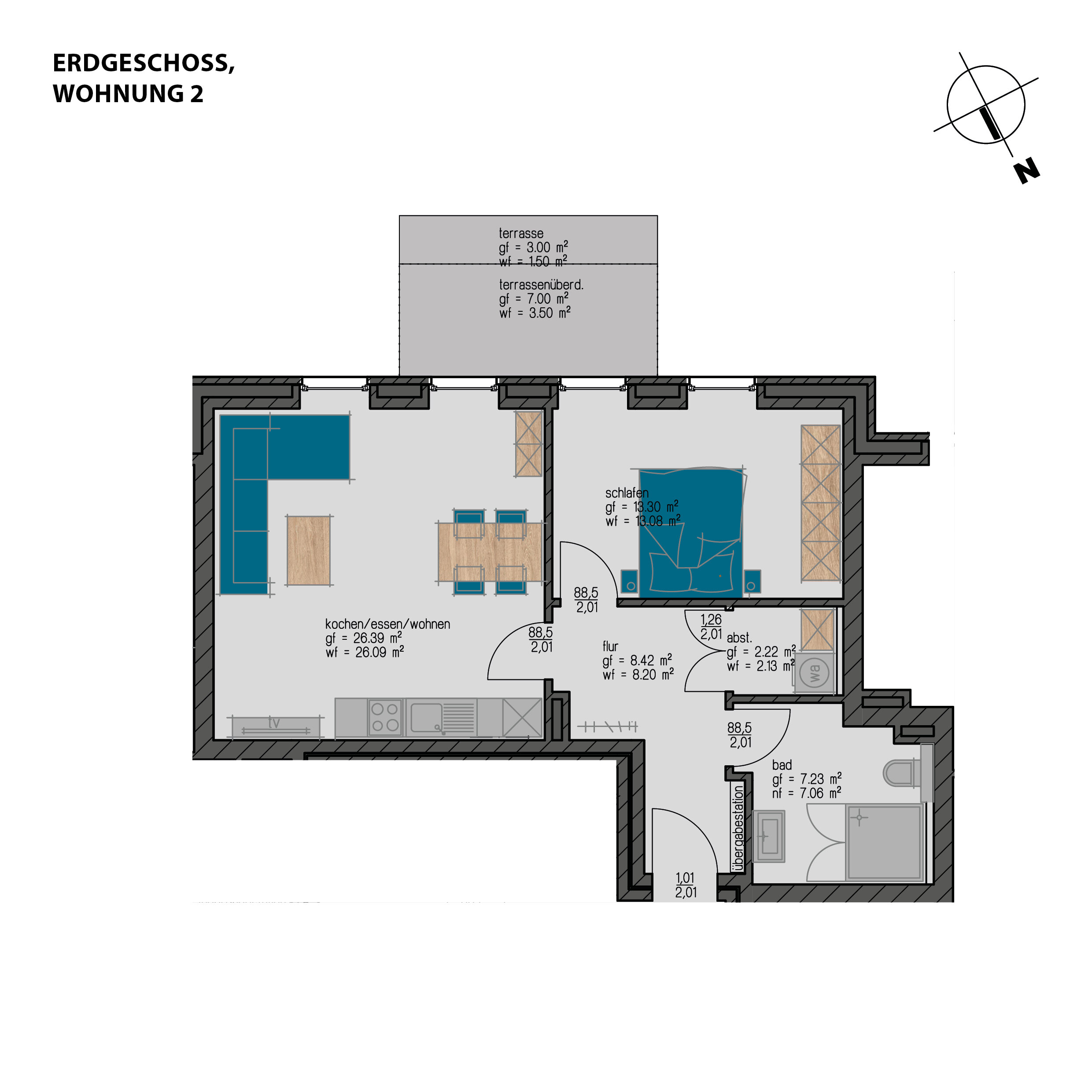 Wohnung zum Kauf provisionsfrei 232.500 € 2 Zimmer 60,5 m²<br/>Wohnfläche Sandhorst Aurich 26603