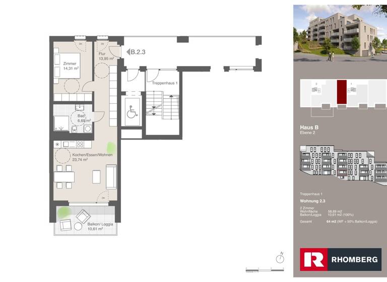 Wohnung zum Kauf - Erstbezug 399.000 € 2 Zimmer 64 m² Ostrachweg 10 Halde Kempten (Allgäu) 87439