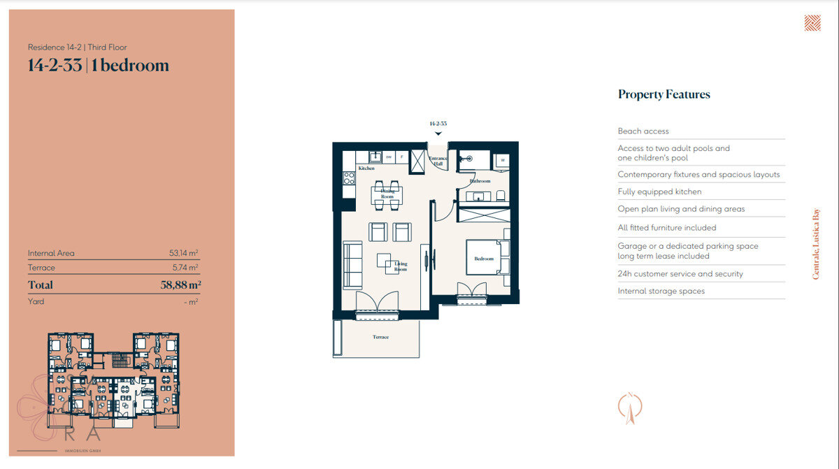 Wohnung zum Kauf provisionsfrei 441.500 € 2 Zimmer 53,1 m²<br/>Wohnfläche Lustica Bay 85323