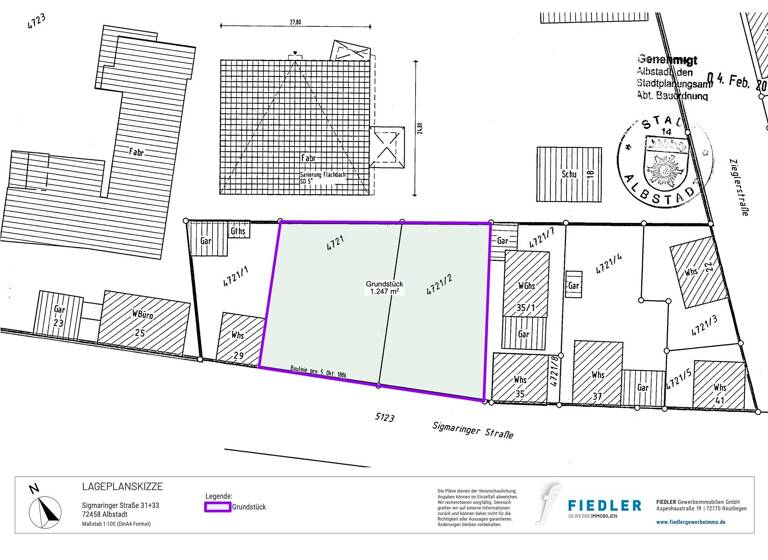 Grundstück zum Kauf provisionsfrei 1.247 m²<br/>Grundstück Sigmaringer Straße 25 Ebingen Albstadt 72458