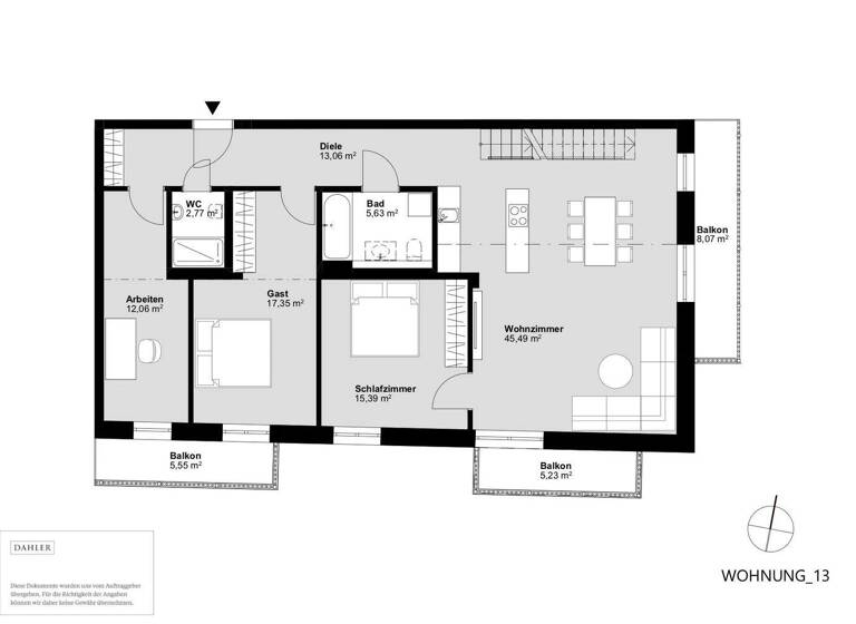 Loft zum Kauf - Erstbezug provisionsfrei 1.210.000 € 5 Zimmer 169,9 m² 2. Geschoss Chiemseestrasse 27 Entfelden Reit im Winkl 83242