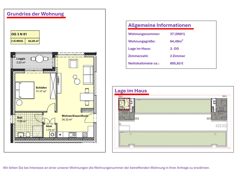Wohnung zur Miete 805 € 2 Zimmer 64,5 m² frei ab sofort Reislinger Straße 42 Hellwinkel Wolfsburg 38446