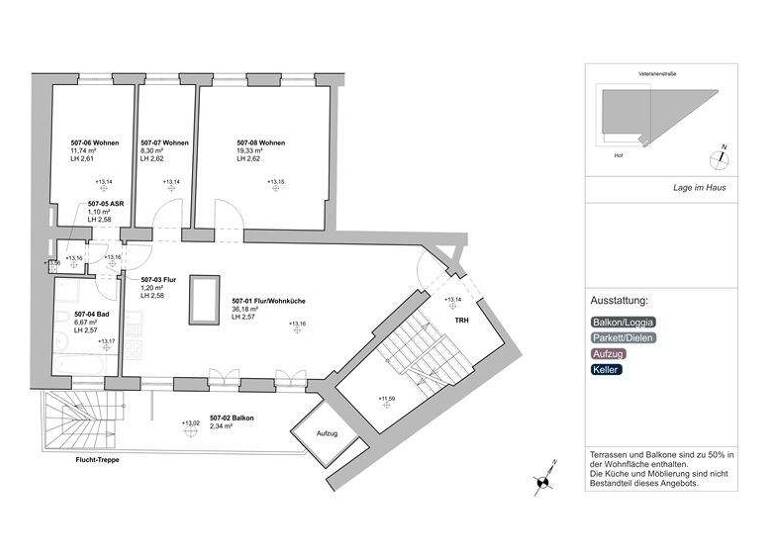 Wohnung zum Kauf 624.000 € 3 Zimmer 89,2 m² 4. Geschoss Veteranenstr. 14 Mitte Berlin 10119