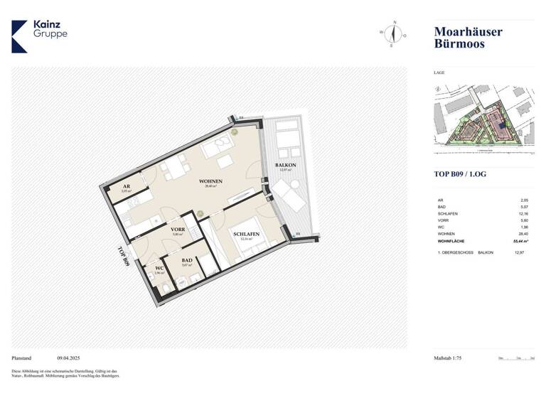 Wohnung zum Kauf - Erstbezug 256.000 € 2 Zimmer 55,4 m² 1. Geschoss Bürmoos 5111
