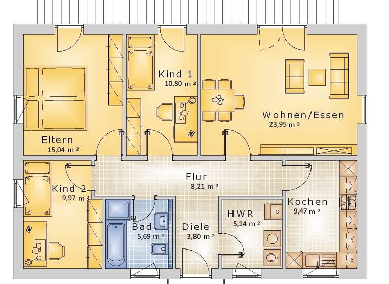 Bungalow zum Kauf - Erstbezug provisionsfrei 302.900 € 4 Zimmer 92 m² 600 m² Grundstück Wagenfeld 49419