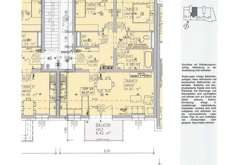 Wohnung zur Miete 778 € 3 Zimmer 80,6 m² Getreidegasse Hofamt Priel 3681