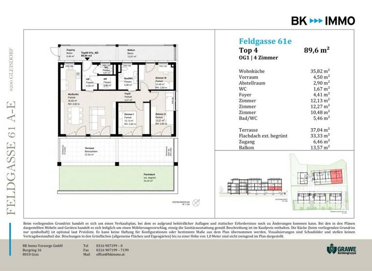 Wohnung zum Kauf 459.000 € 4 Zimmer 89,6 m² EG Gleisdorf 8200