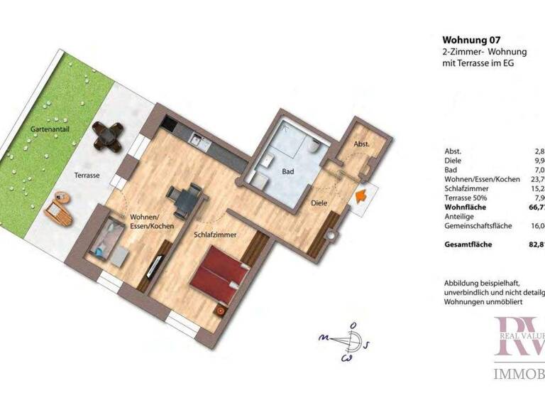 Terrassenwohnung zur Miete 1.200 € 2 Zimmer 66,8 m² EG Waging am See 83329