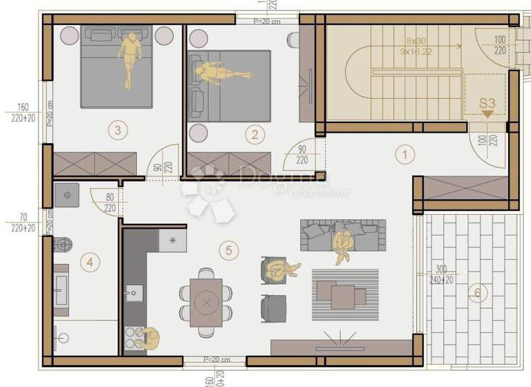 Wohnung zum Kauf 196.000 € 3 Zimmer 74 m² 1. Geschoss Liznjan