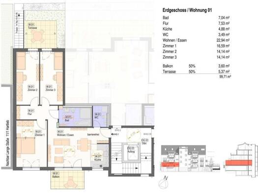Wohnung zum Kauf provisionsfrei als Kapitalanlage geeignet 629.286 € 4,5 Zimmer 99,7 m² Neckarhausen Nürtingen 72622