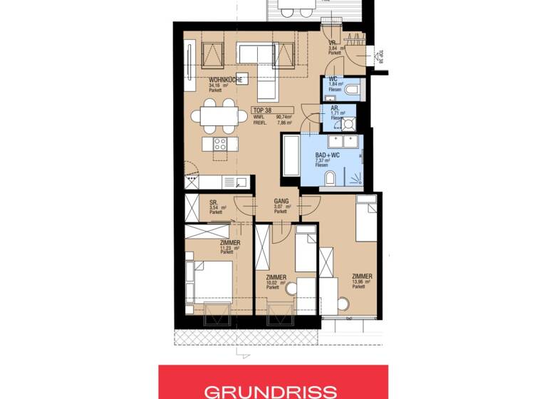 Wohnung zum Kauf 649.000 € 4 Zimmer 90,7 m² 4. Geschoss Meiselstraße 9 Wien,Rudolfsheim-Fünfhaus 1150