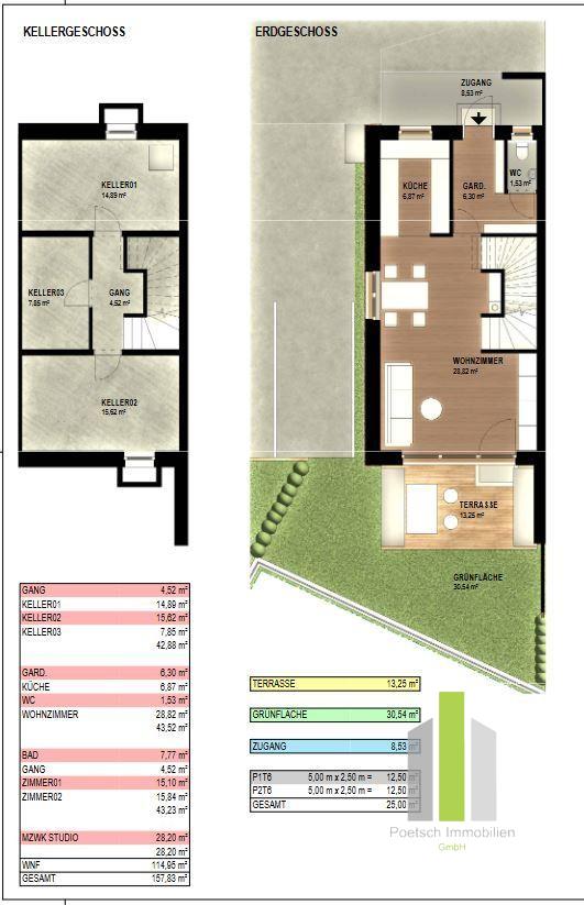 Doppelhaushälfte zum Kauf 684.900 € 4 Zimmer 114 m²<br/>Wohnfläche Geretsberg 5132