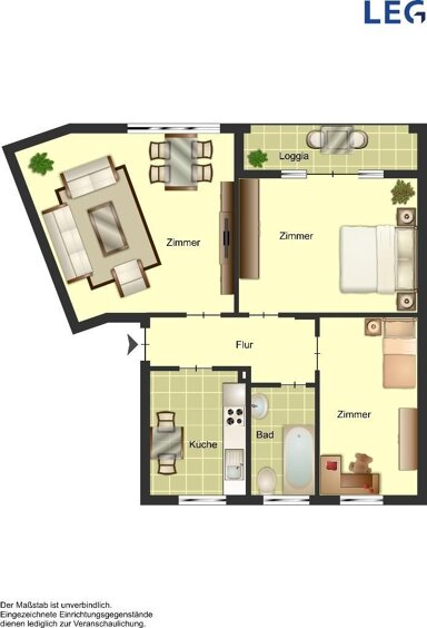 Wohnung zur Miete 639 € 3 Zimmer 62,3 m² 1. Geschoss frei ab 06.12.2024 Hohenzollernring 36 a Herz-Jesu Münster 48145