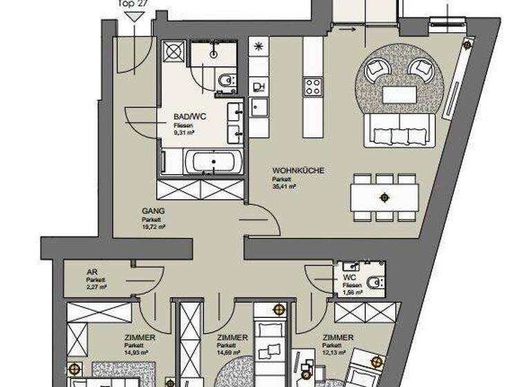 Wohnung zur Miete 2.484 € 4 Zimmer Wien 1030