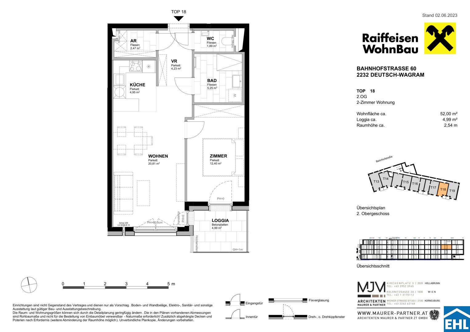 Wohnung zum Kauf 269.750 € 2 Zimmer 52 m²<br/>Wohnfläche 2.<br/>Geschoss Bahnhofstraße Deutsch-Wagram 2232