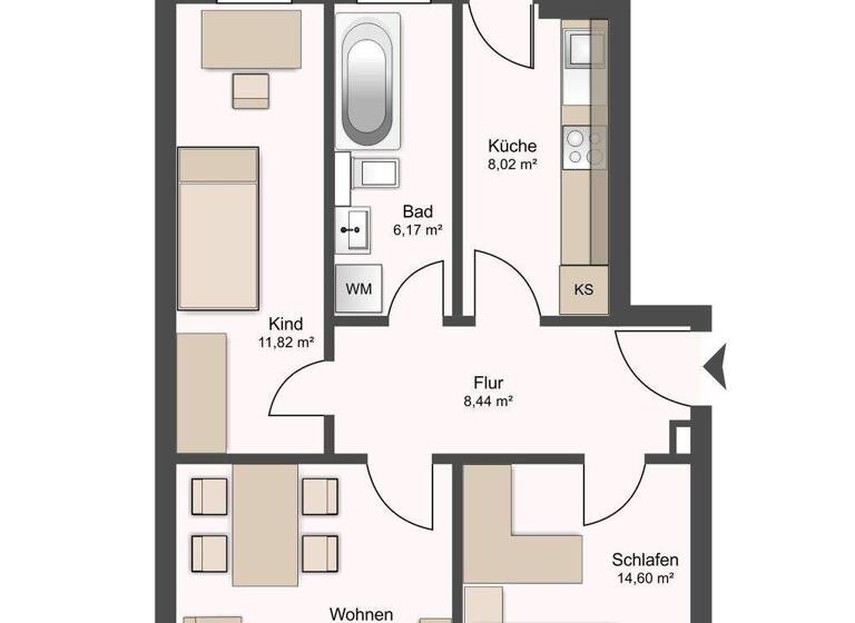 Wohnung zum Kauf 199.000 € 3 Zimmer 69,8 m² Volkmarsdorf Leipzig 04315