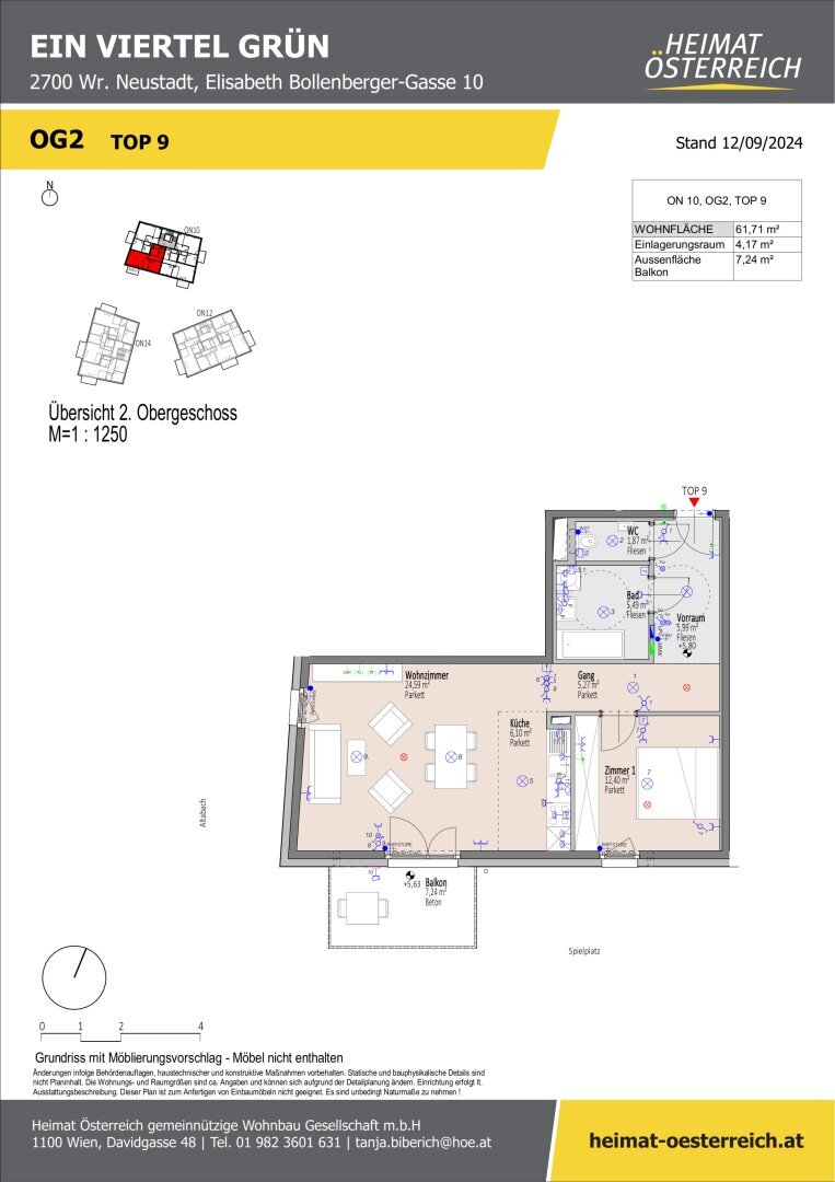 Wohnung zum Kauf 305.000 € 2 Zimmer 61,7 m²<br/>Wohnfläche 2.<br/>Geschoss 01.09.2025<br/>Verfügbarkeit Elisabeth Bollenberger - Gasse Wiener Neustadt 2700