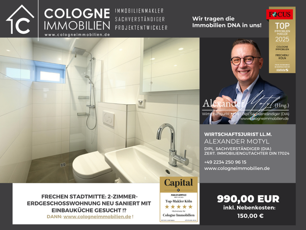 Wohnung zur Miete 840 € 2 Zimmer 55 m² EG frei ab 01.03.2026 Breite Straße 11 Frechen 50226