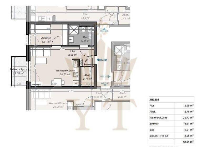 Wohnung zur Miete - Erstbezug 699 € 2 Zimmer 42,5 m² 1. Geschoss Biesenthal 16359