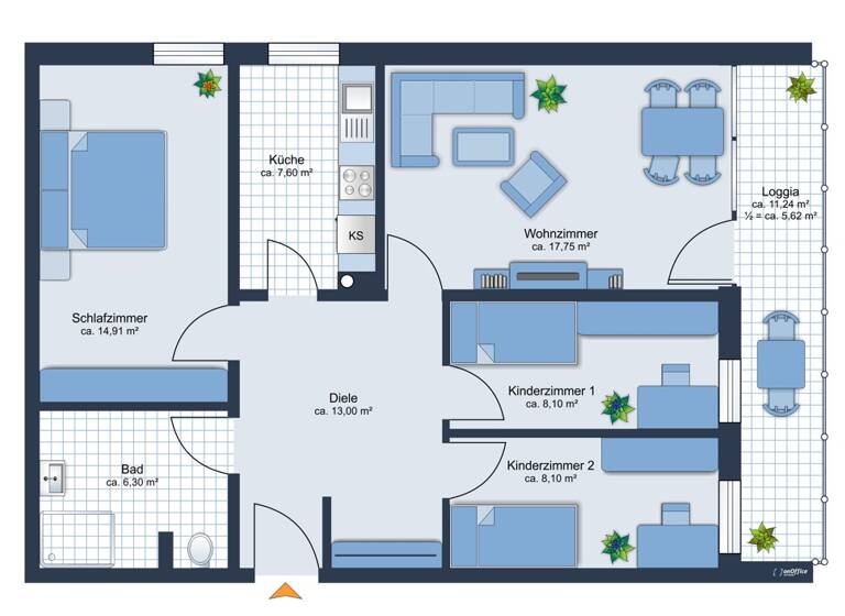 Wohnung zur Miete 1.500 € 4 Zimmer 81,4 m² 5. Geschoss Aubing-Lochhausen-Langwied München 81249