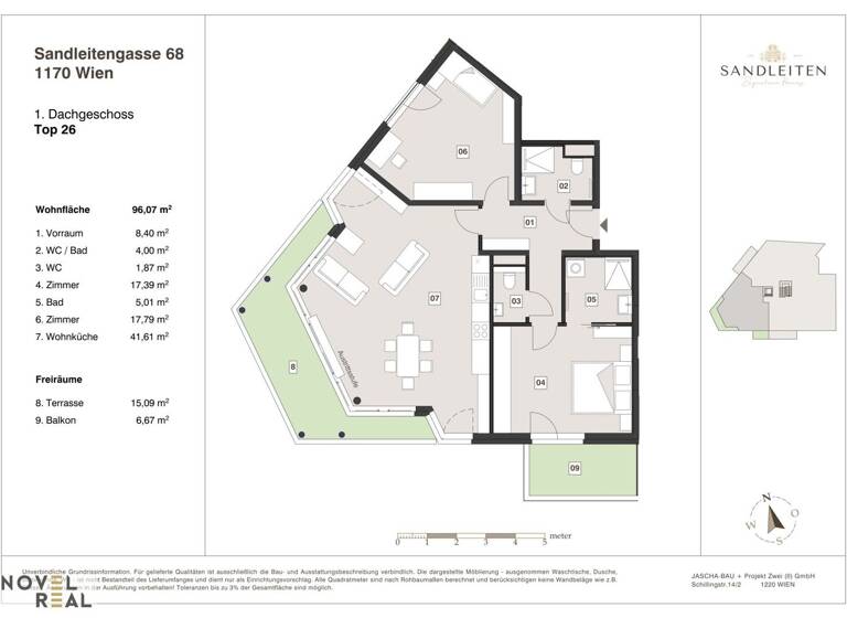 Wohnung zum Kauf - Erstbezug 899.000 € 3 Zimmer 96,1 m² 5. Geschoss Wien 1170