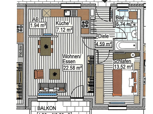 Wohnung zur Miete 710 € 2 Zimmer 59,8 m² 3. Geschoss frei ab 01.12.2026 Senden Senden 89250