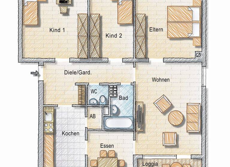 Wohnung zum Kauf 179.000 € 4 Zimmer 101 m² 1. Geschoss Hochstr. 27 Innen Remscheid 42853