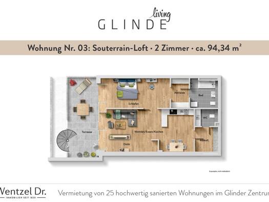 Wohnung zur Miete 1.753 € 2 Zimmer 94,3 m² EG frei ab 01.12.2026 Glinde 21509