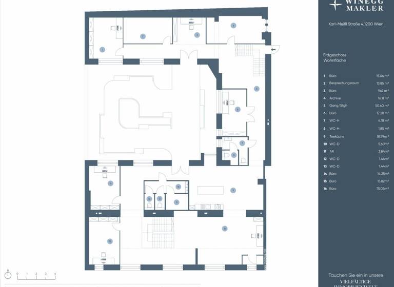Büro zur Miete 5.277 € 12 Zimmer 527,7 m² Bürofläche Karl-Meißl-Straße Wien 1200