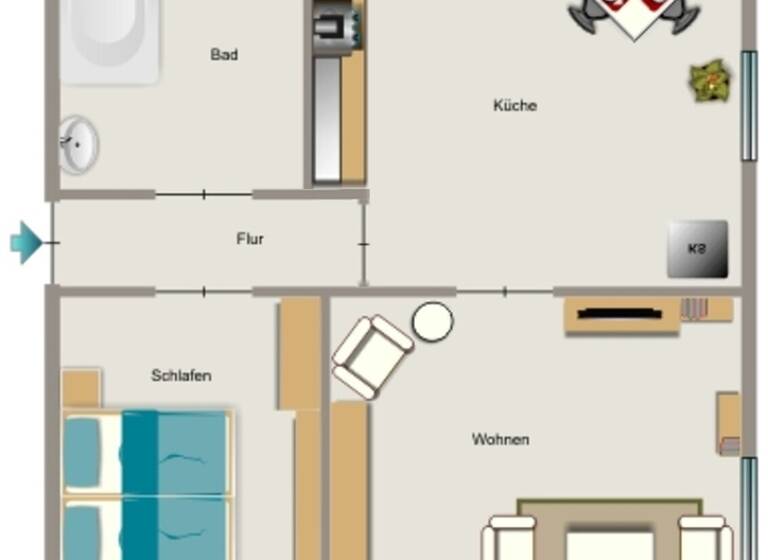Wohnung zur Miete 348 € 2,5 Zimmer 51,1 m² 1. Geschoss Kyffhäuserstraße 19 Schwarze Heide Oberhausen 46149