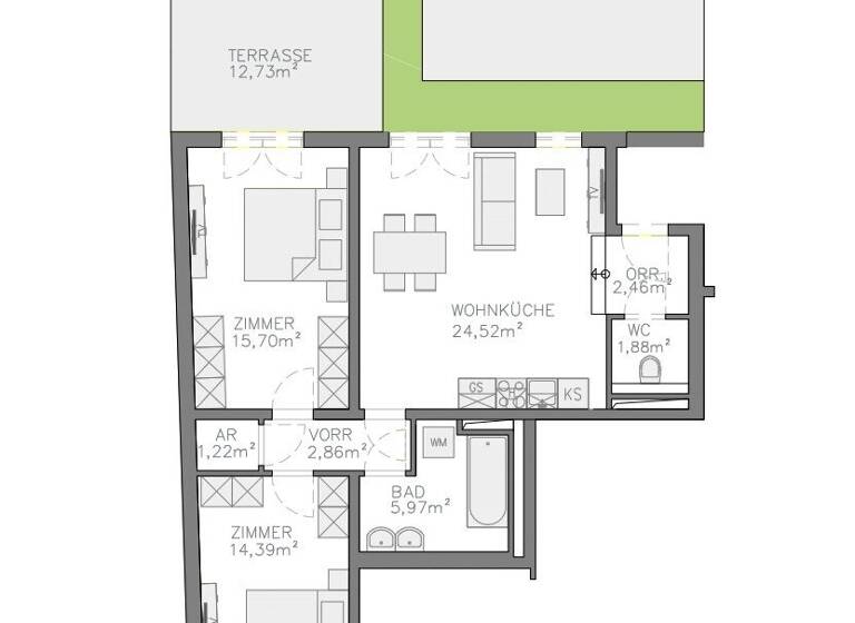 Wohnung zum Kauf - Erstbezug 535.000 € 3 Zimmer 68,8 m² EG Wien 1180