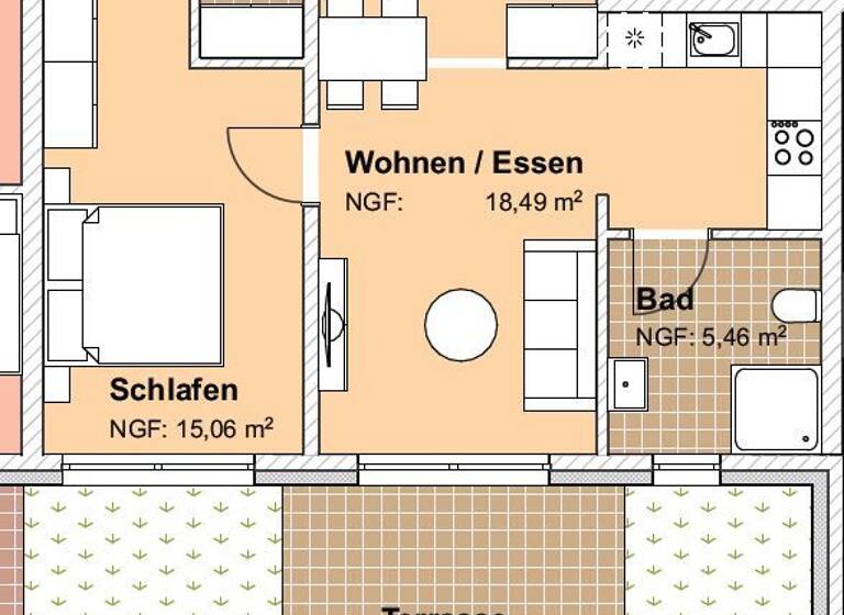 Terrassenwohnung zum Kauf provisionsfrei 259.000 € 2 Zimmer 52,2 m² EG Neuendettelsau 91564