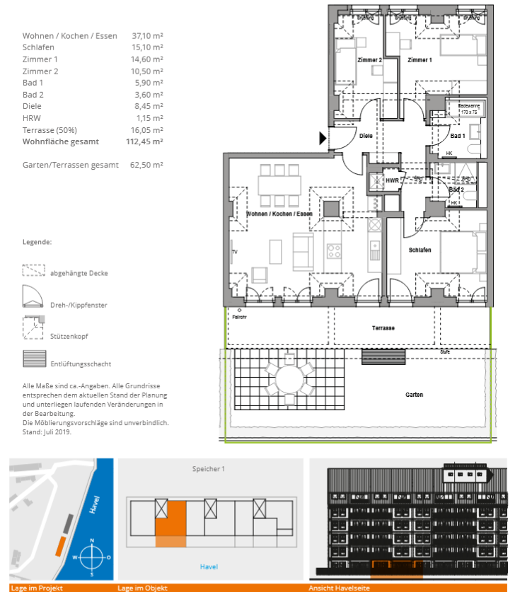 Wohnung zur Miete 2.100 € 4 Zimmer 112,5 m²<br/>Wohnfläche EG<br/>Geschoss 01.02.2025<br/>Verfügbarkeit Hakenfelde Berlin 13585